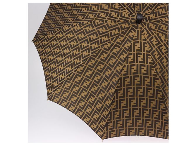 FENDI Zucca Canvas Umbrella Nylon Black Brown Auth YKZ610A - view 5