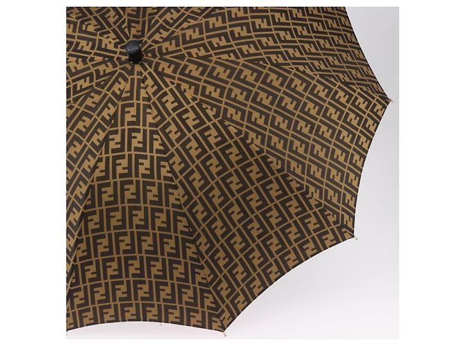 FENDI Zucca Canvas Umbrella Nylon Black Brown Auth YKZ610A - view 6