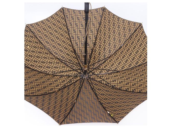 FENDI Zucca Canvas Umbrella Nylon Black Brown Auth YKZ610A - view 9