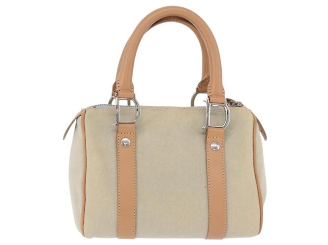 Borsa Christian Dior in tela beige argento Auth ka5216A - vista 2