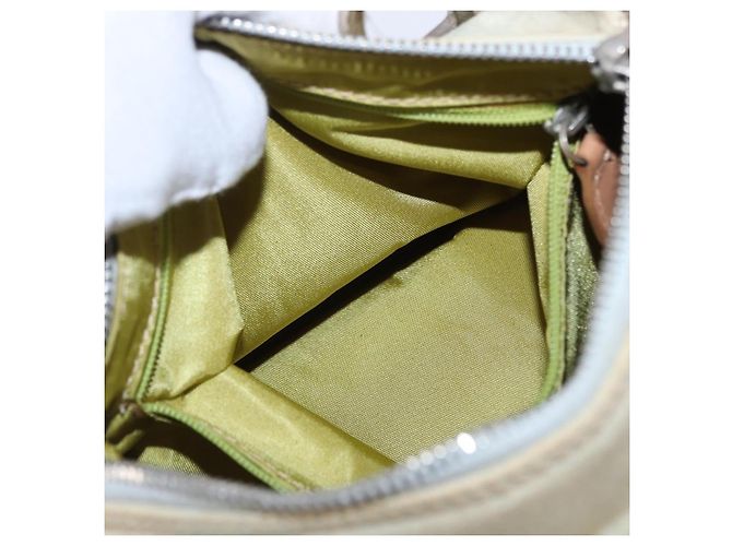 Borsa Christian Dior in tela beige argento Auth ka5216A - vista 22