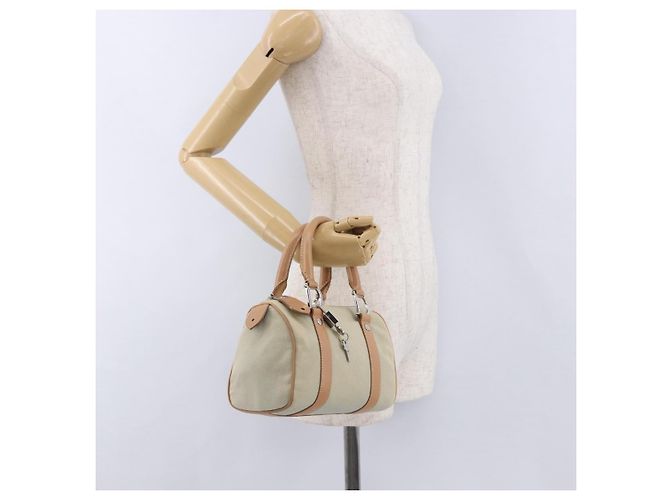 Borsa Christian Dior in tela beige argento Auth ka5216A - vista 23