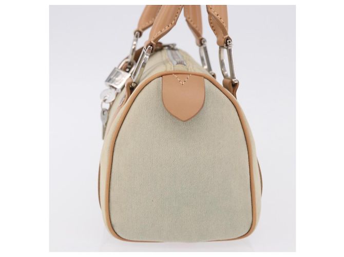 Borsa Christian Dior in tela beige argento Auth ka5216A - vista 3