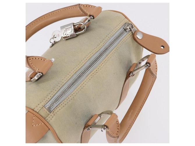 Borsa Christian Dior in tela beige argento Auth ka5216A - vista 6