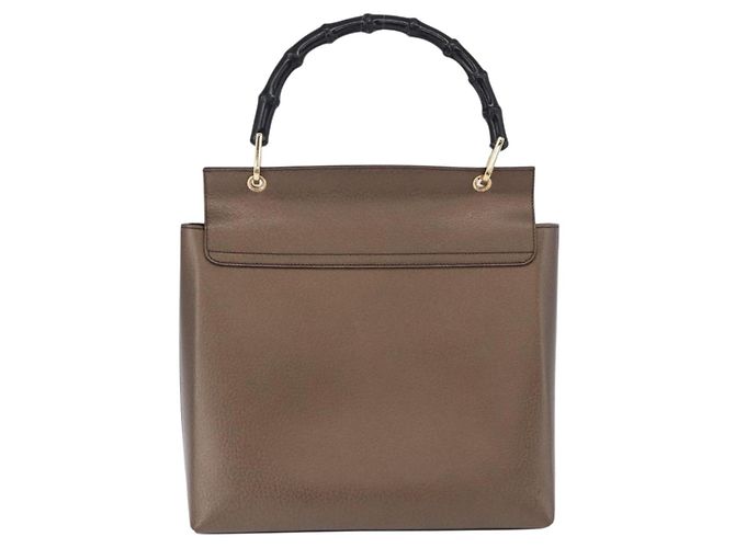Borsa a mano GUCCI Bamboo in pelle marrone oro 001 1118 1886 Auth ka5245 - vista 2
