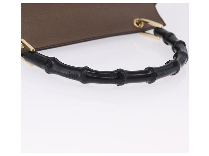 Borsa a mano GUCCI Bamboo in pelle marrone oro 001 1118 1886 Auth ka5245 - vista 7