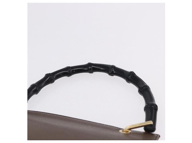 Borsa a mano GUCCI Bamboo in pelle marrone oro 001 1118 1886 Auth ka5245 - vista 8