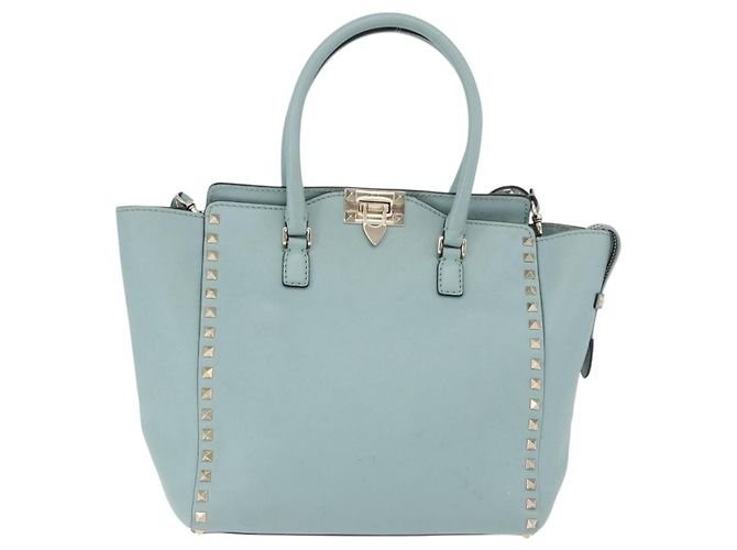 Borsa a mano VALENTINO in pelle 2way Azzurro oro Auth BA14317 D'oro Blu chiaro - vista 13