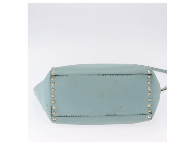 Borsa a mano VALENTINO in pelle 2way Azzurro oro Auth BA14317 D'oro Blu chiaro - vista 5