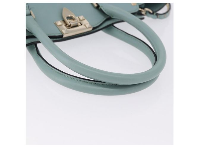 Borsa a mano VALENTINO in pelle 2way Azzurro oro Auth BA14317 D'oro Blu chiaro - vista 7