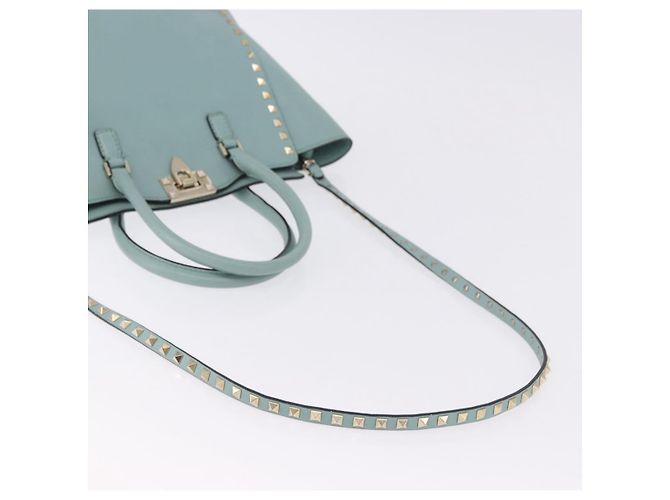 Borsa a mano VALENTINO in pelle 2way Azzurro oro Auth BA14317 D'oro Blu chiaro - vista 8