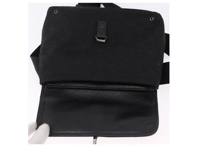 Marsupio GUCCI GG Canvas Nero Argento 92543 Auth 192704A - vista 10