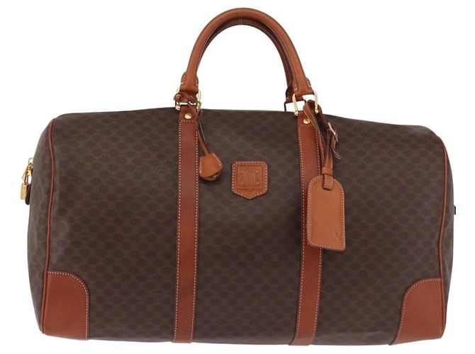 Céline CELINE Borsa Boston in Tela Macadam PVC Pelle Marrone Oro Auth fm5391 D'oro - vista 13