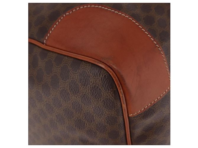 Céline CELINE Borsa Boston in Tela Macadam PVC Pelle Marrone Oro Auth fm5391 D'oro - vista 14