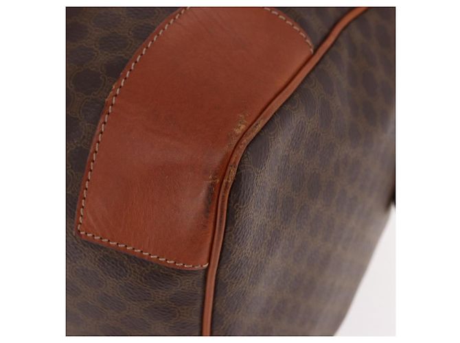 Céline CELINE Borsa Boston in Tela Macadam PVC Pelle Marrone Oro Auth fm5391 D'oro - vista 15