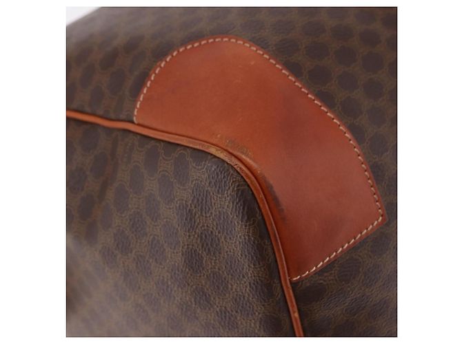 Céline CELINE Borsa Boston in Tela Macadam PVC Pelle Marrone Oro Auth fm5391 D'oro - vista 16