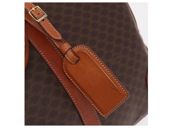 Céline CELINE Borsa Boston in Tela Macadam PVC Pelle Marrone Oro Auth fm5391 D'oro - vista 18