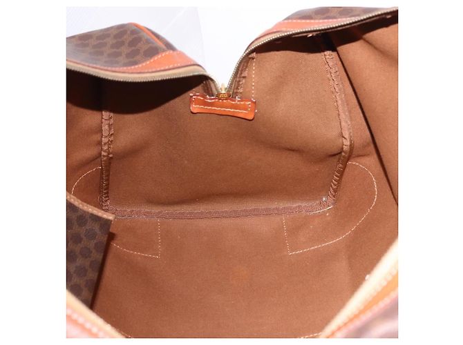 Céline CELINE Borsa Boston in Tela Macadam PVC Pelle Marrone Oro Auth fm5391 D'oro - vista 19