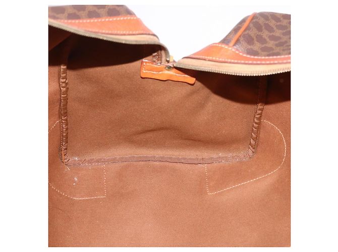 Céline CELINE Borsa Boston in Tela Macadam PVC Pelle Marrone Oro Auth fm5391 D'oro - vista 20