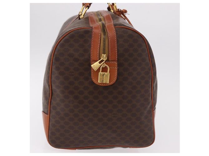 Céline CELINE Borsa Boston in Tela Macadam PVC Pelle Marrone Oro Auth fm5391 D'oro - vista 4