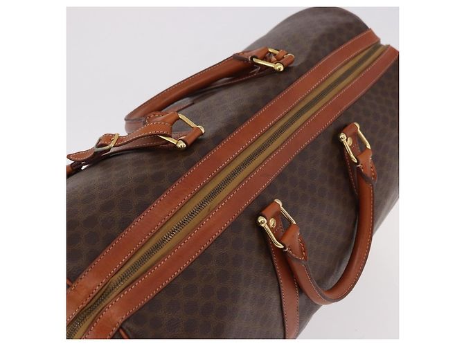 Céline CELINE Borsa Boston in Tela Macadam PVC Pelle Marrone Oro Auth fm5391 D'oro - vista 6