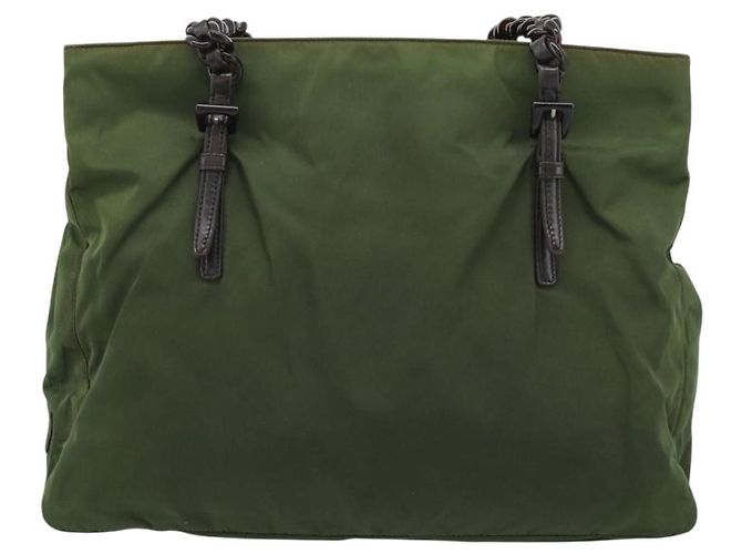 PRADA Nylon Tote Bag mit Kunststoffkette Grün Authentisch 192297 - Ansicht 13