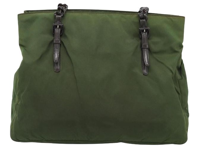 PRADA Nylon Tote Bag mit Kunststoffkette Grün Authentisch 192297 - Ansicht 2