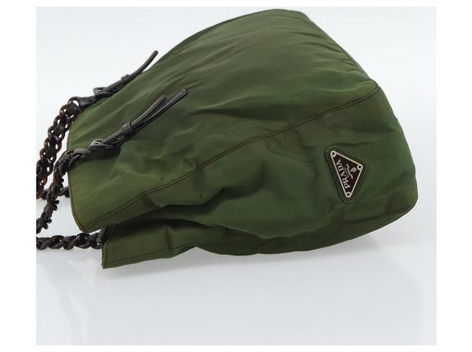 PRADA Nylon Tote Bag mit Kunststoffkette Grün Authentisch 192297 - Ansicht 3