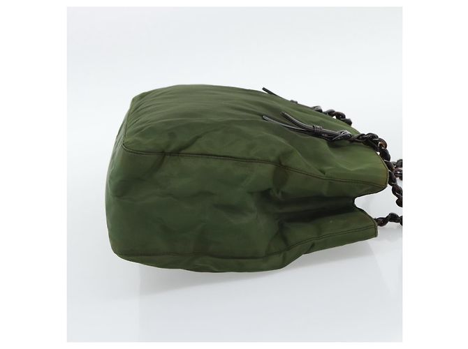 PRADA Nylon Tote Bag mit Kunststoffkette Grün Authentisch 192297 - Ansicht 4