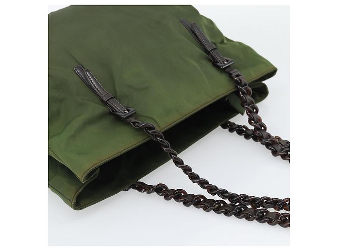 PRADA Nylon Tote Bag mit Kunststoffkette Grün Authentisch 192297 - Ansicht 6