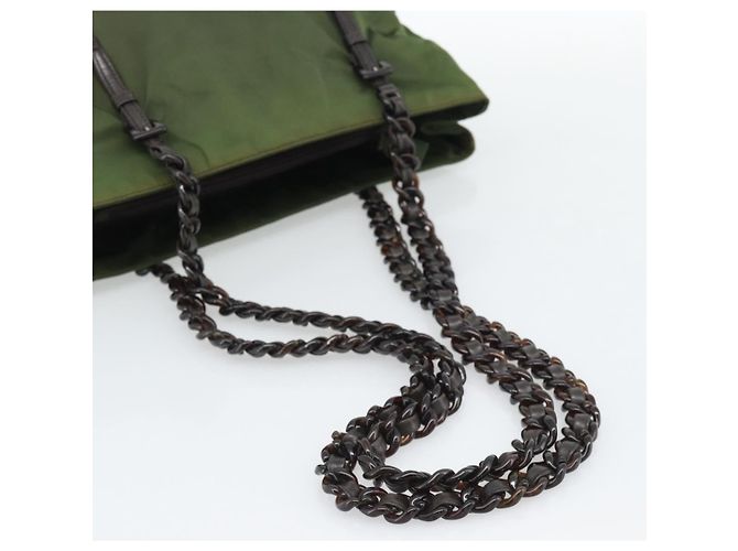 PRADA Nylon Tote Bag mit Kunststoffkette Grün Authentisch 192297 - Ansicht 7