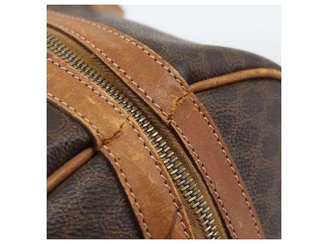 Céline Borsa Boston CELINE Macadam Canvas PVC Pelle 2 Set Marrone Oro Auth 190000 D'oro - vista 10