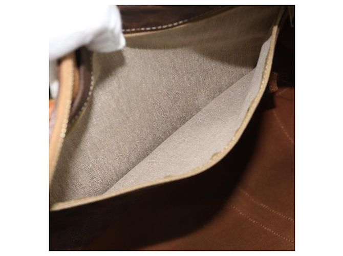 Céline Borsa Boston CELINE Macadam Canvas PVC Pelle 2 Set Marrone Oro Auth 190000 D'oro - vista 12