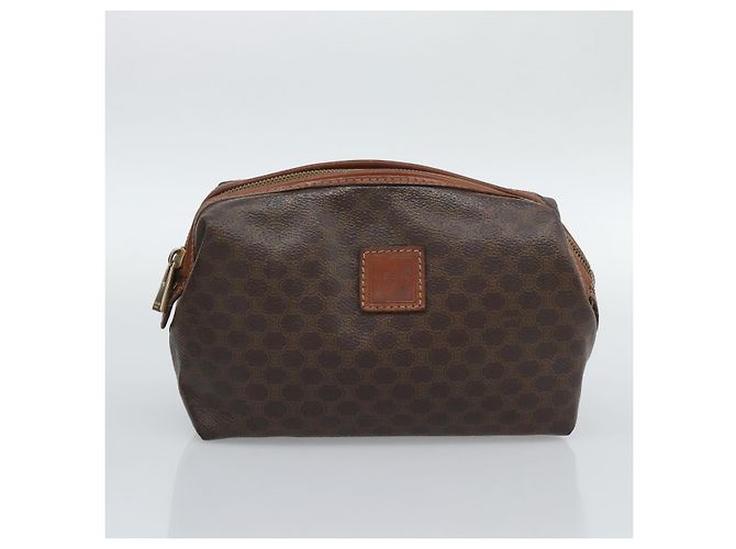 Céline Borsa Boston CELINE Macadam Canvas PVC Pelle 2 Set Marrone Oro Auth 190000 D'oro - vista 13