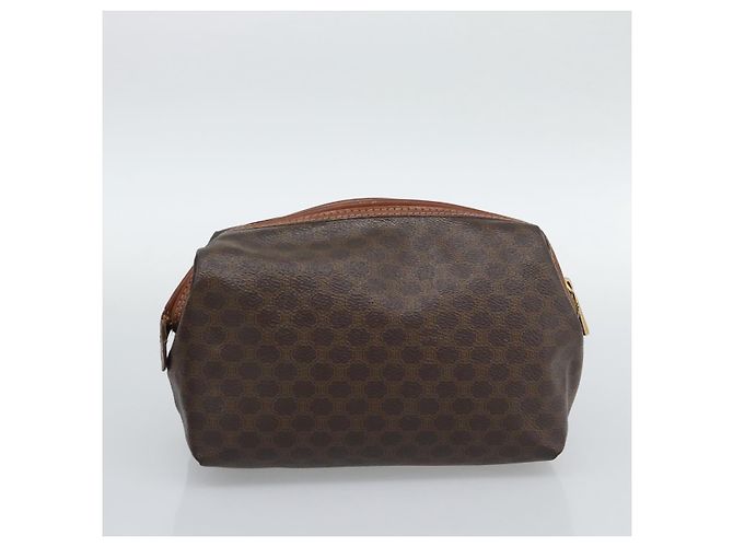 Céline Borsa Boston CELINE Macadam Canvas PVC Pelle 2 Set Marrone Oro Auth 190000 D'oro - vista 14