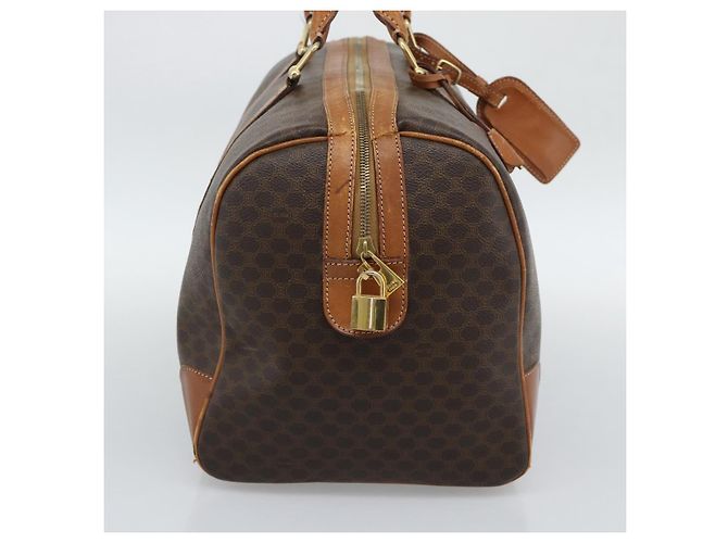 Céline Borsa Boston CELINE Macadam Canvas PVC Pelle 2 Set Marrone Oro Auth 190000 D'oro - vista 4