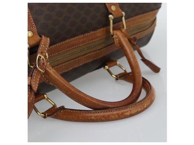 Céline Borsa Boston CELINE Macadam Canvas PVC Pelle 2 Set Marrone Oro Auth 190000 D'oro - vista 6