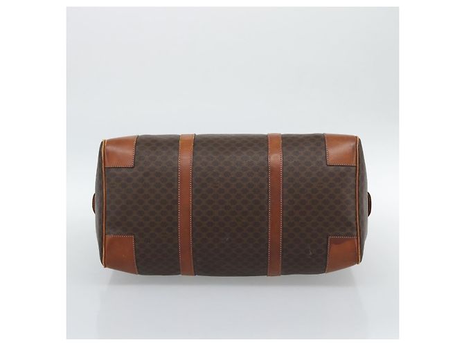 Céline Borsa Boston CELINE Macadam Canvas PVC Pelle 2 Set Marrone Oro Auth 190000 D'oro - vista 7