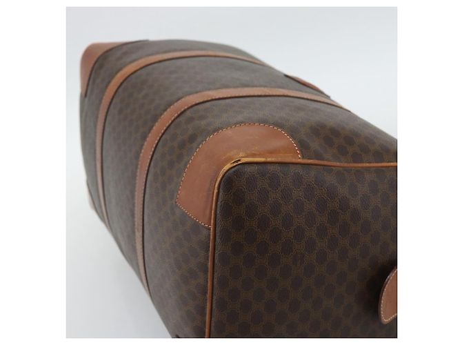 Céline Borsa Boston CELINE Macadam Canvas PVC Pelle 2 Set Marrone Oro Auth 190000 D'oro - vista 8