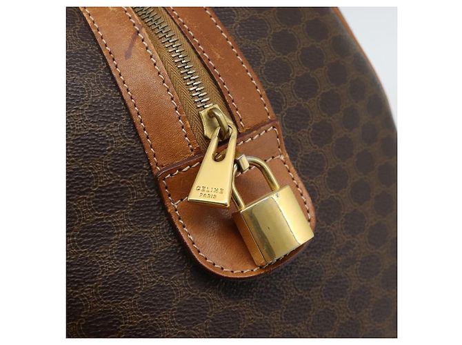 Céline Borsa Boston CELINE Macadam Canvas PVC Pelle 2 Set Marrone Oro Auth 190000 D'oro - vista 9