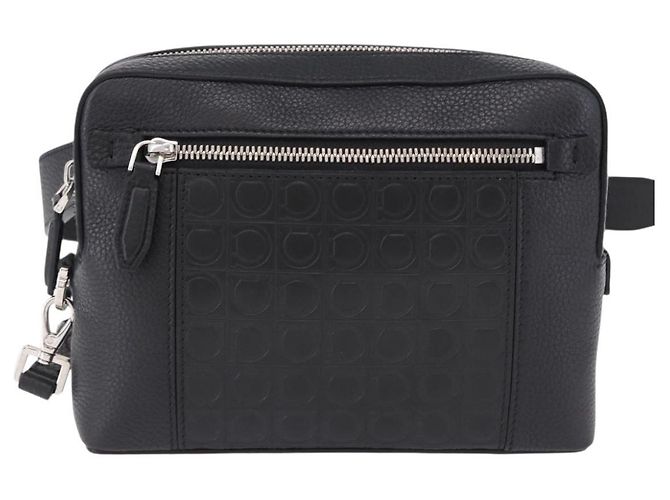Marsupio Salvatore Ferragamo Gancini in pelle nero argento ka5295A - vista 13