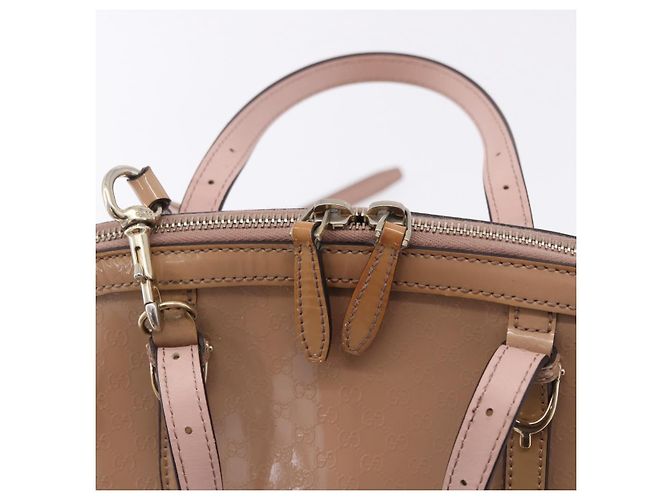 GUCCI Micro GG Canvas Hand Bag Patent leather 2way Pink Gold 309617 Auth BA14304 Golden - view 19