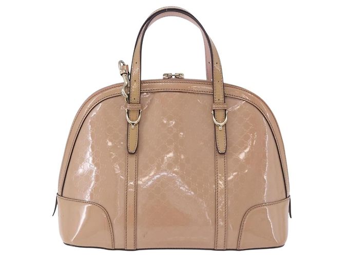 GUCCI Micro GG Canvas Hand Bag Patent leather 2way Pink Gold 309617 Auth BA14304 Golden - view 2