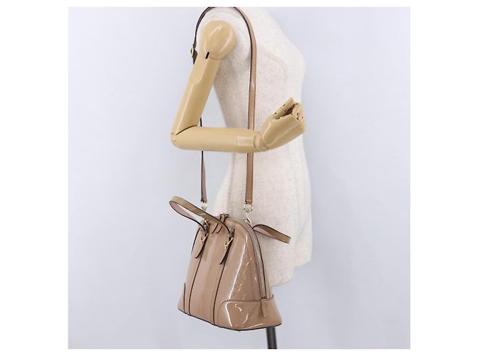 GUCCI Micro GG Canvas Hand Bag Patent leather 2way Pink Gold 309617 Auth BA14304 Golden - view 25