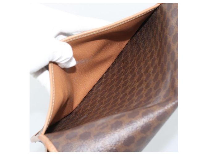 Céline Borsa a tracolla CELINE Macadam Canvas PVC Pelle Marrone Oro Auth ep15099 D'oro - vista 22