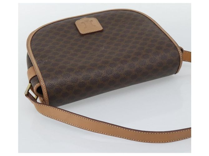 Céline Borsa a tracolla CELINE Macadam Canvas PVC Pelle Marrone Oro Auth ep15099 D'oro - vista 6