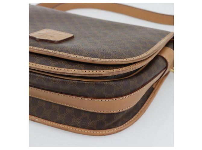 Céline Borsa a tracolla CELINE Macadam Canvas PVC Pelle Marrone Oro Auth ep15099 D'oro - vista 9