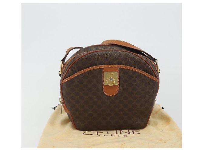 Céline Borsa a Spalla CELINE Macadam Canvas PVC Pelle Marrone Oro Auth BA14407A D'oro - vista 12