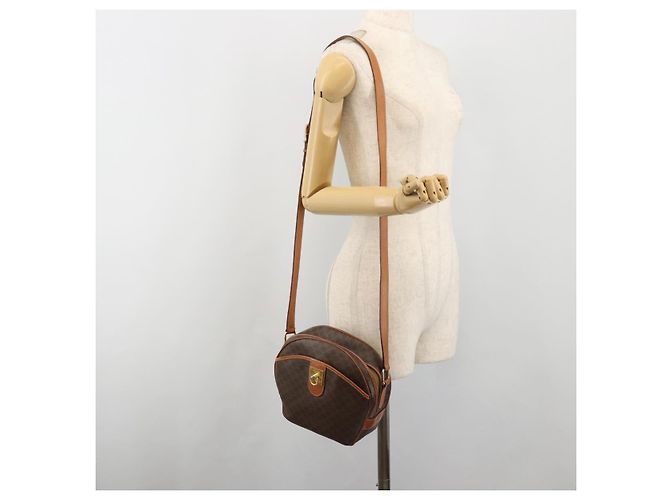 Céline Borsa a Spalla CELINE Macadam Canvas PVC Pelle Marrone Oro Auth BA14407A D'oro - vista 24