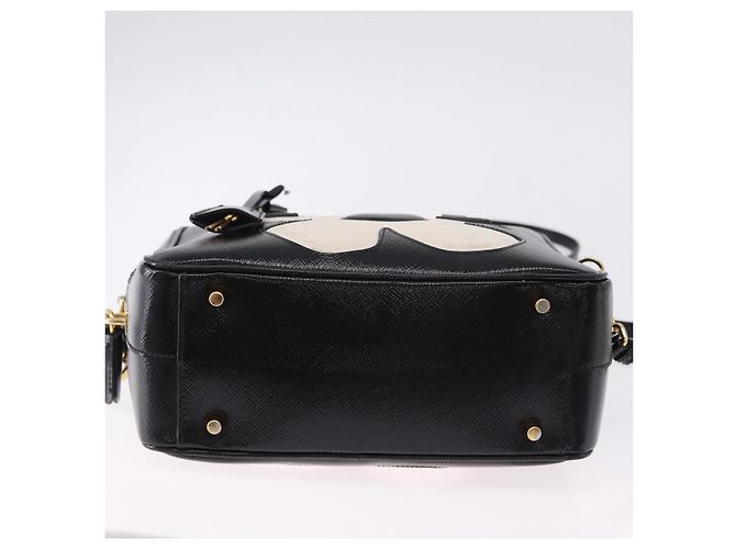 Borsa PRADA in pelle Saffiano 2way Nera Tonalità Oro Auth 192692A Nero - vista 5